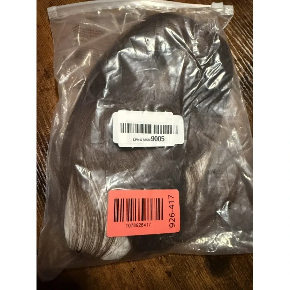 Human Hair Topper Hook & Loop Magic Paste Hairpiece Dark Brown No Bangs 10in
